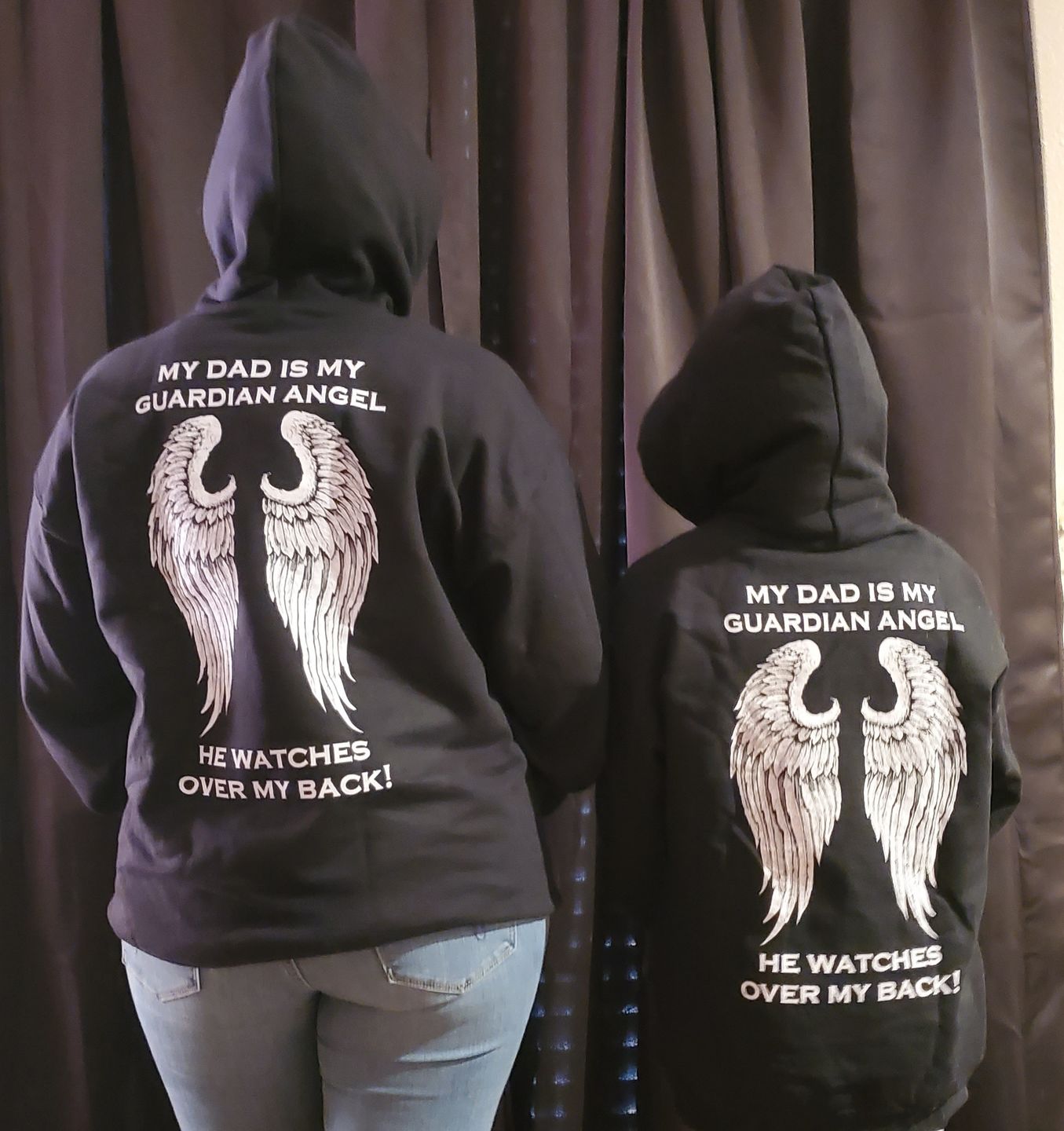 Customer photo review of My Dad Is My Guardian Angel Hoodie