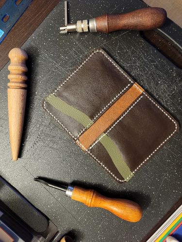 Customer photo review of No.52 | Leather Vertical Wallet (Digital Pattern)