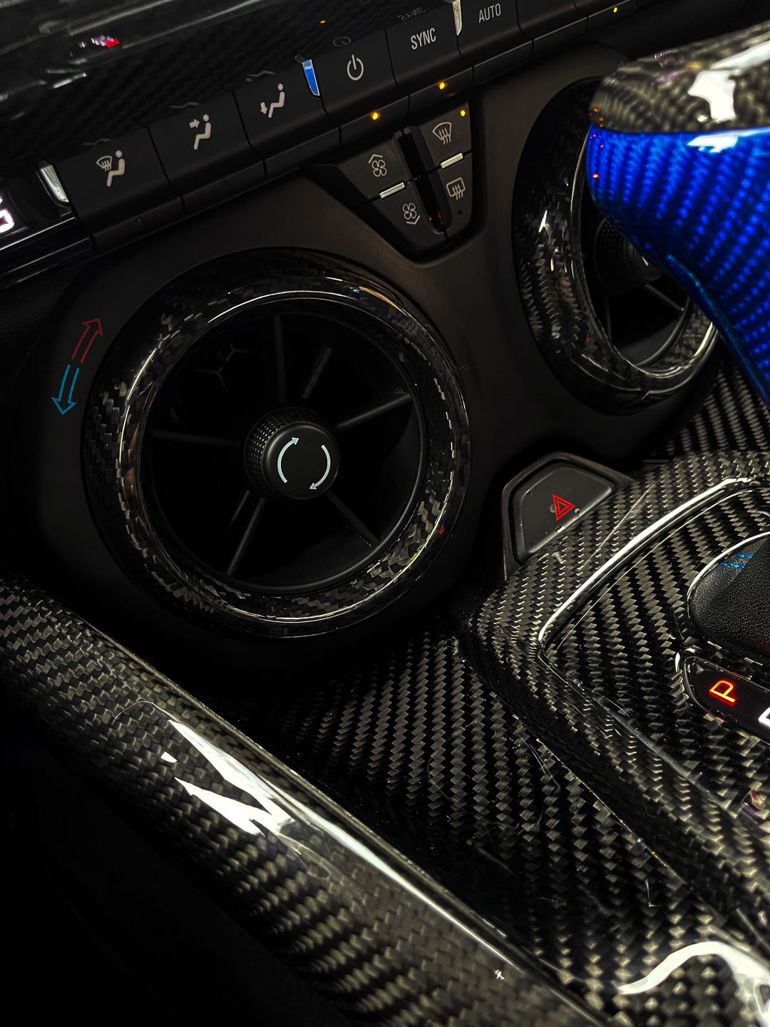 Customer photo review of [Set] Carbon Fiber Center Console AC Vent Chrome Delete Molded Covers For 2016-2021 Chevy Camaro