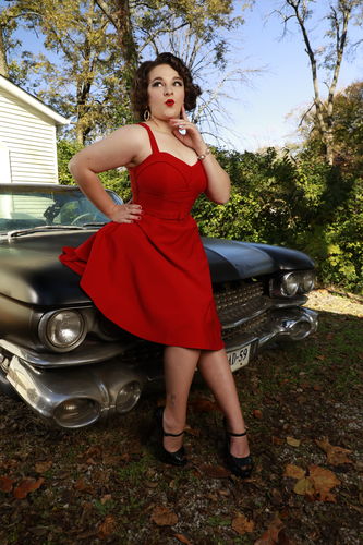 Customer photo review of Maneater Swing Dress in Red - Vixen by Micheline Pitt