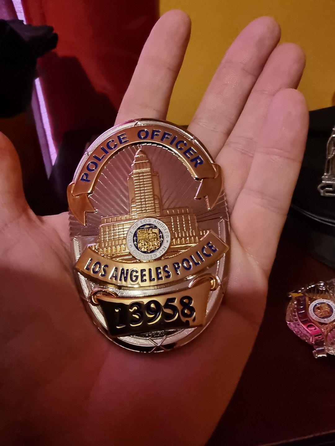 Customer photo review of LAPD Los Angeles Police Officer Badge Replica Movie Props With Number 13958 16520
