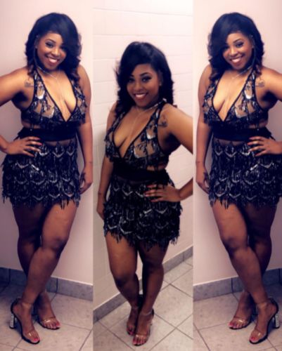 Customer photo review of Sequined Glamorous Backless Mini Dress