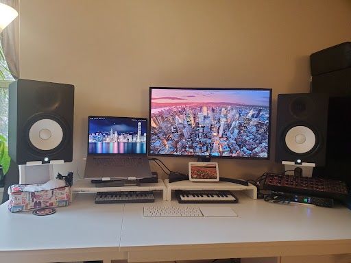 Customer photo review of PRO-9 Studio Monitor Stands 9" Black Vibration Absorption Desktop DJ Reference Speaker Stands 2-Pack Made in USA Pair