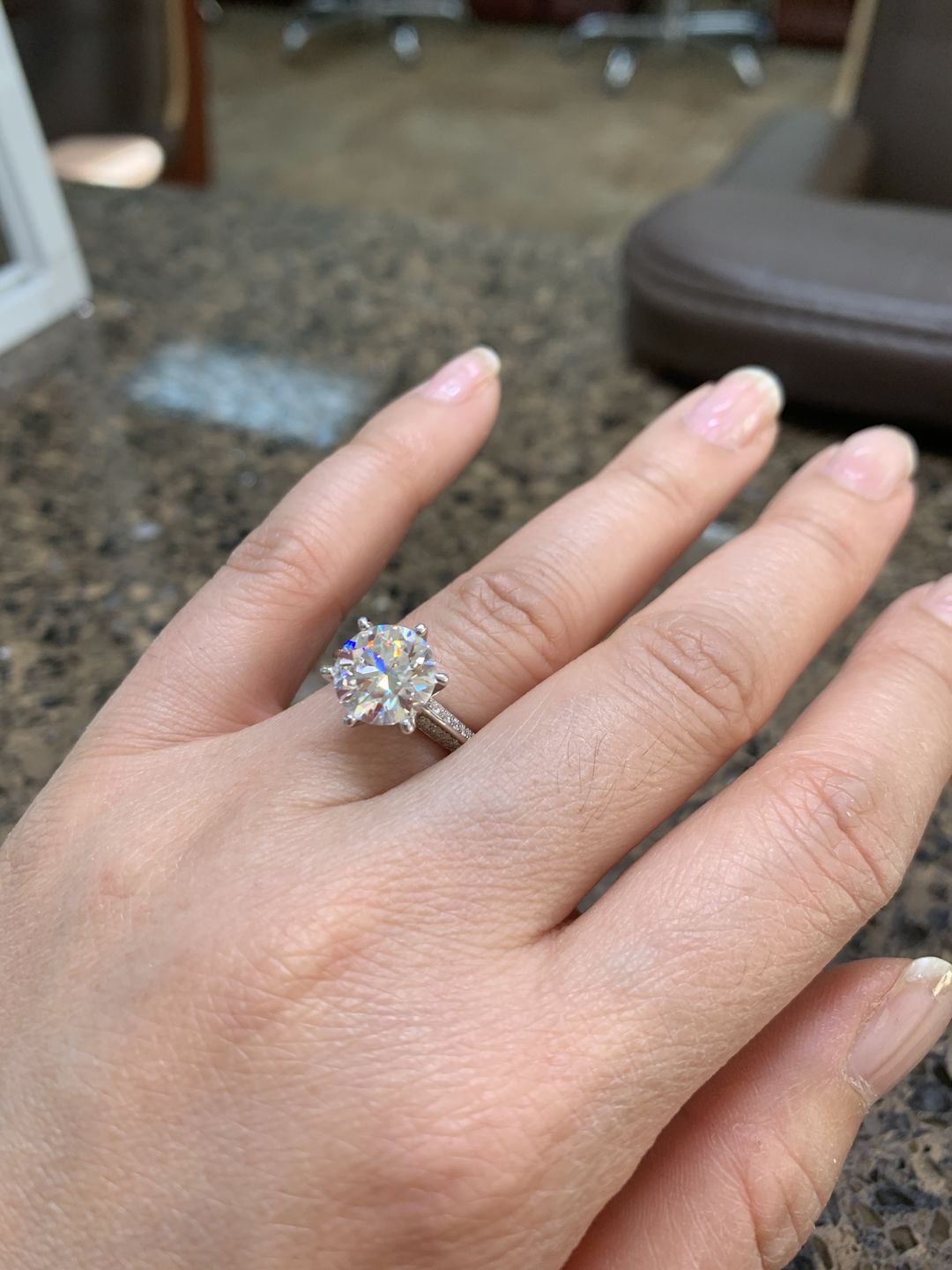 Customer photo review of Moissanite Luxury Six Prong Pave Sterling Silver Wedding Ring