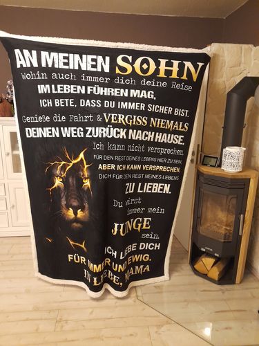 Customer photo review of "An meinen Sohn" Decke - Lion Blitz