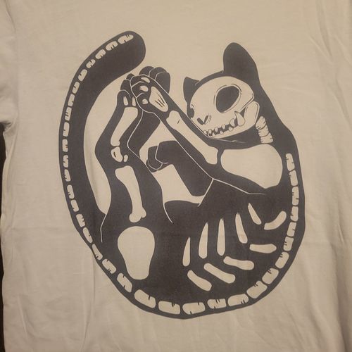 Customer photo review of Black Cat Skeleton Unisex T-Shirt
