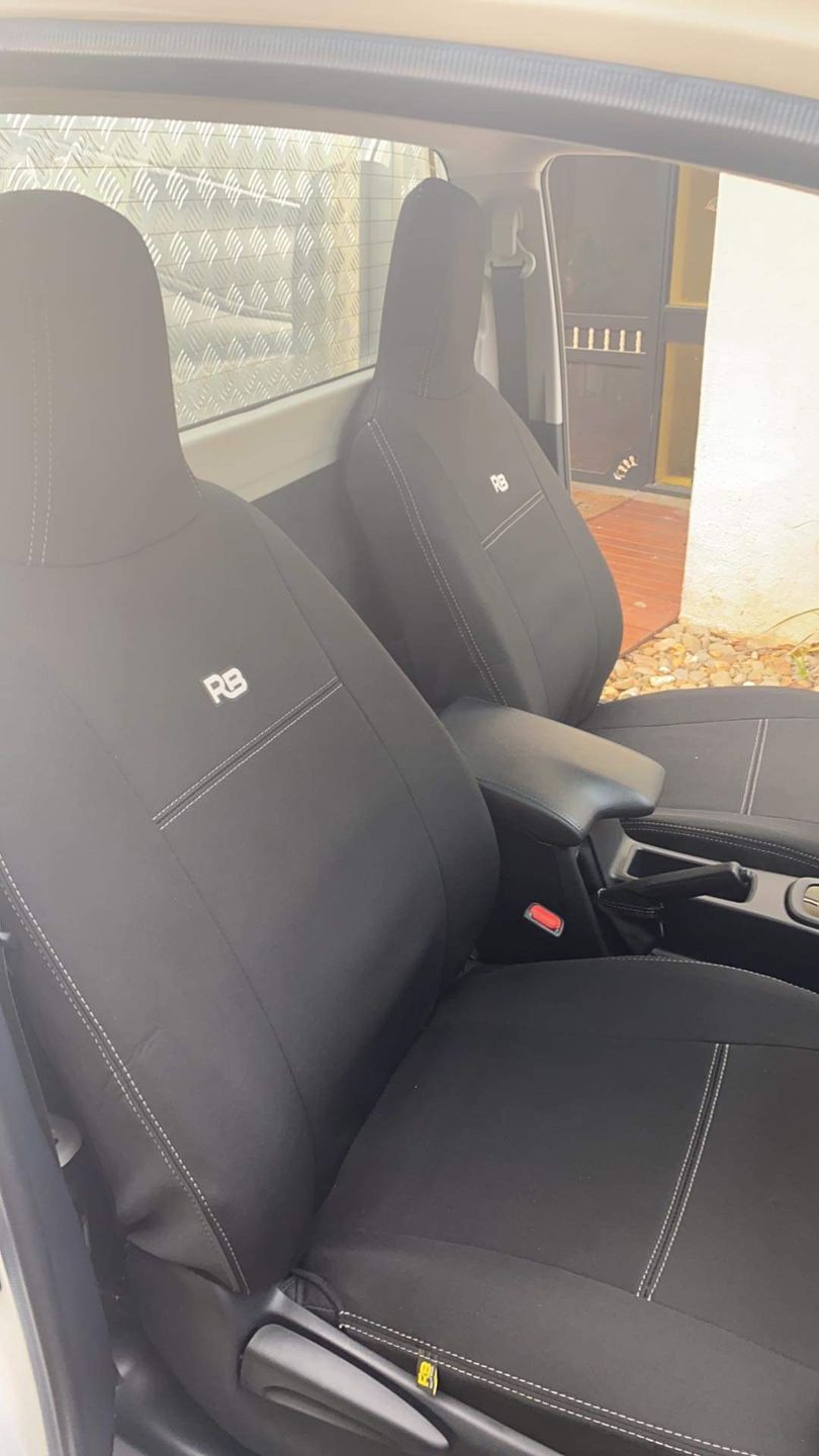 Customer photo review of Toyota Hilux (8th Gen) 2x Integrated Headrest Neoprene Front Row Seat Covers (Available)