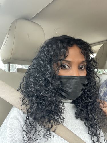 Customer photo review of Curly Ash Blonde
