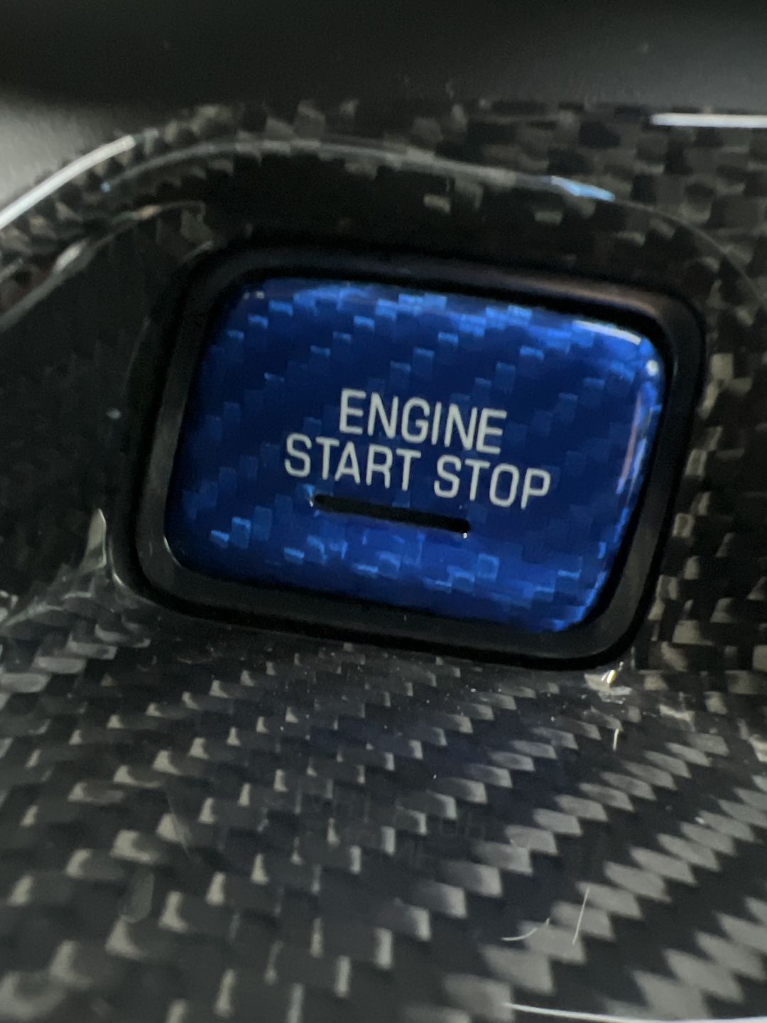 Customer photo review of CARBON FIBER PUSH START BUTTON COVER WITH LIGHT CUT OUT (BLACK/RED/BLUE) for 2016-202- CAMARO/2014-2016 C7 CORVETTE