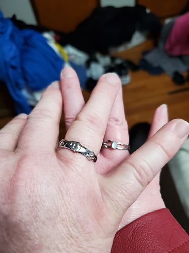 Customer photo review of The Princess & Her Knight Couple Rings