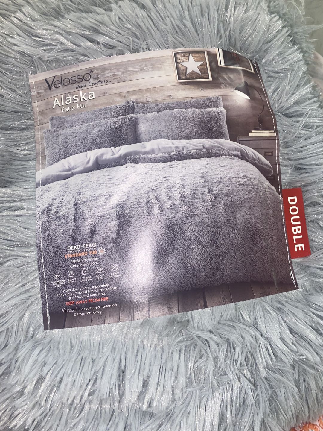 Customer photo review of Grey Long Pile Faux Fur Duvet Cover Set