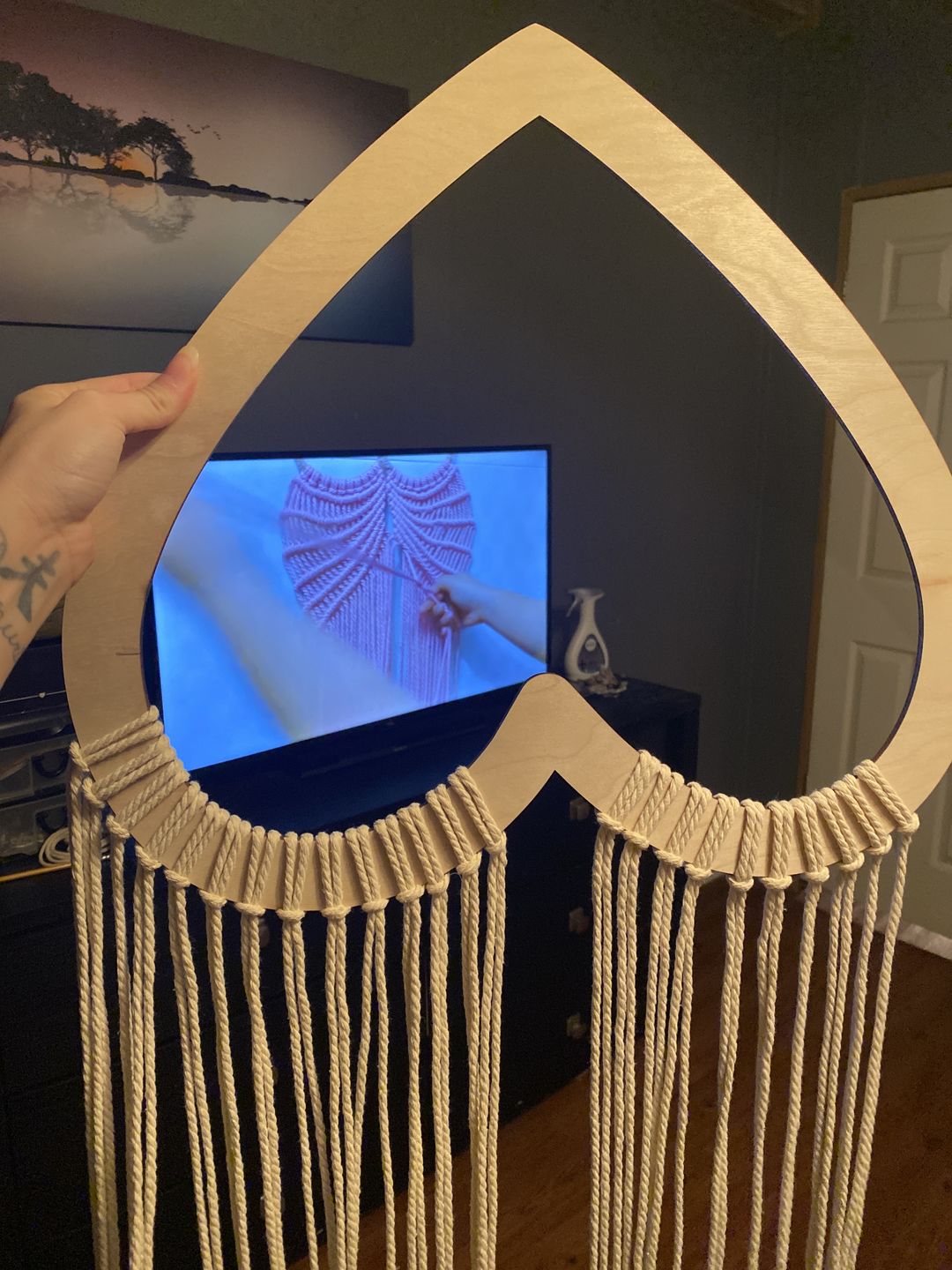 Customer photo review of Unfinished Wooden Border Hollow Frame Heart Silhoutte - Craft- up to 24" DIY