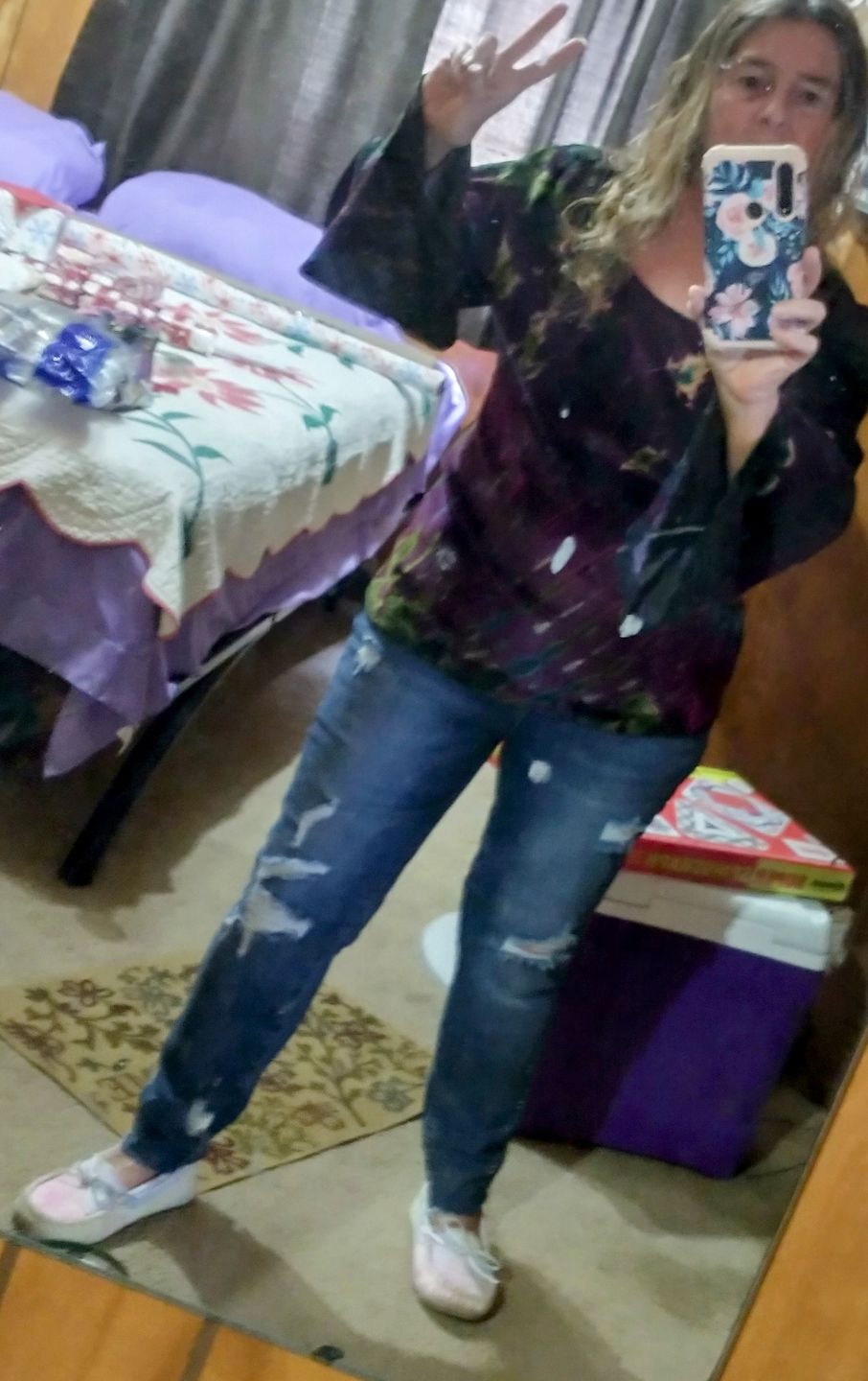 Customer photo review of Janis Vibes Velvet Tie Dye Blouse