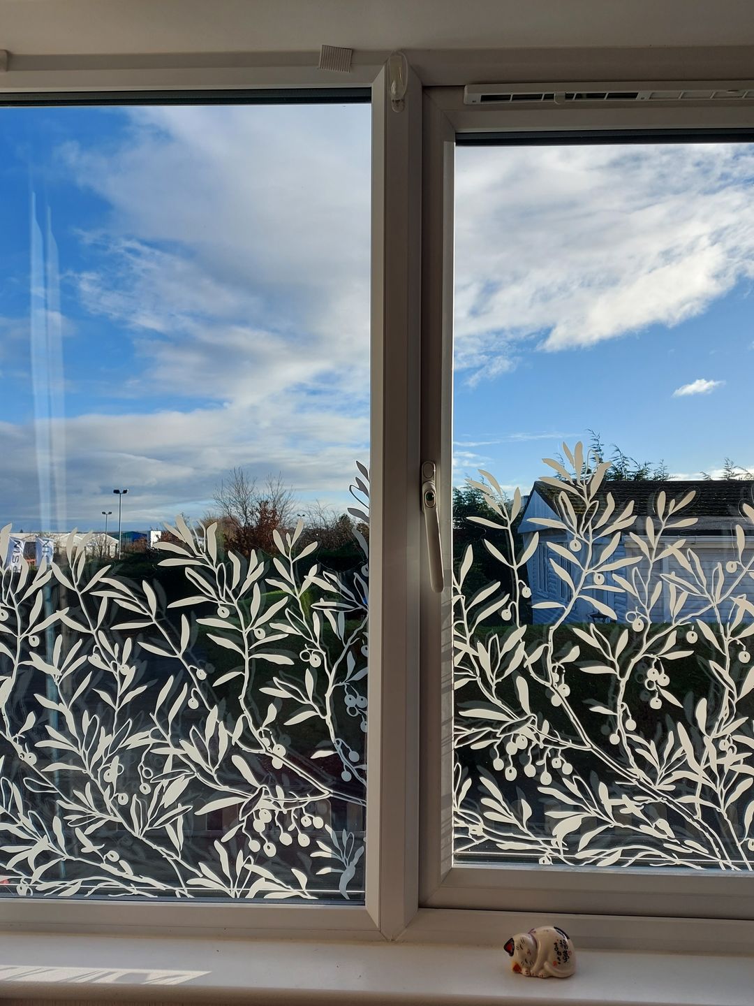 Customer photo review of Sprig Berry Border Window Decal