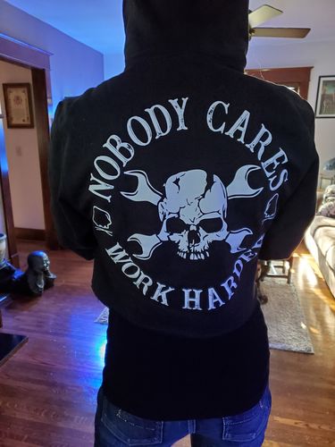 Customer photo review of 69- Nobody Crop Hoodie