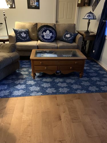Customer photo review of Maple Leaf Denim Jeans Pattern Print Area Rug
