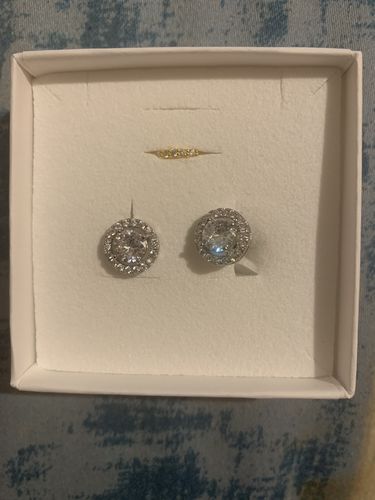 Customer photo review of Silver Cubic Zirconia Stud Earrings