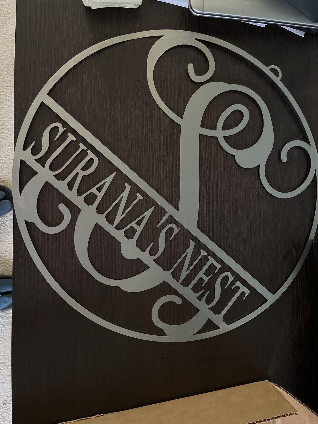 Customer photo review of Special Offer 15" Established Circle Name and Date Monogram