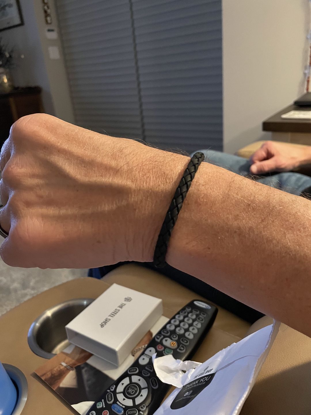 Customer photo review of 6mm Black Leather Engravable Bracelet