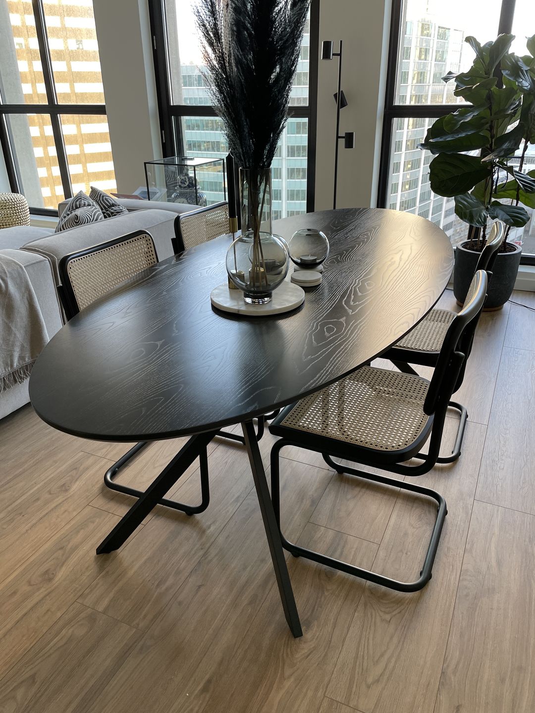 Customer photo review of Eetkamerstoel Rotan Design Zwart Bas