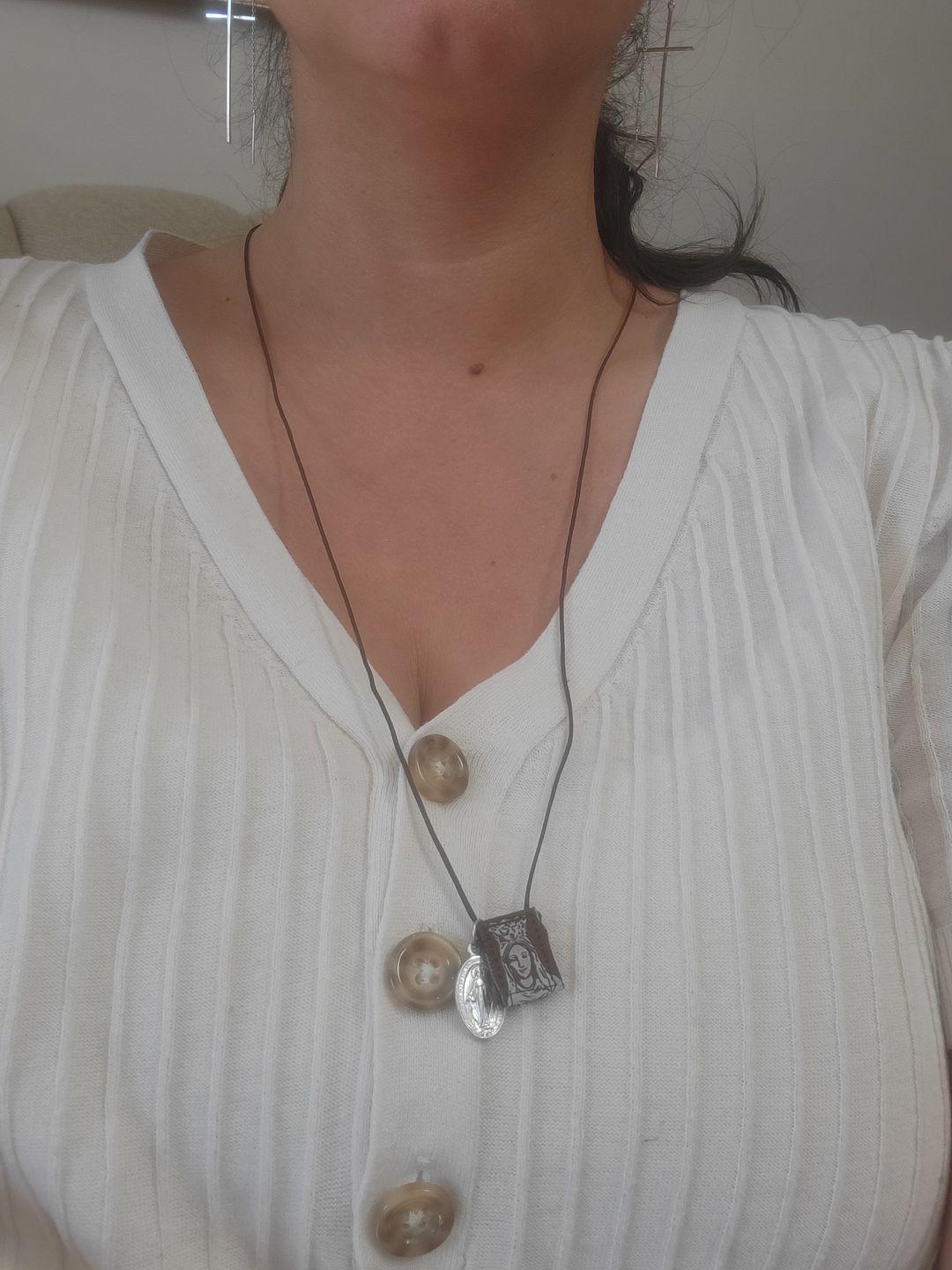 Customer photo review of Premium Brown Scapular, Brown & Cream, Our Lady of Mt. Carmel (Mini)