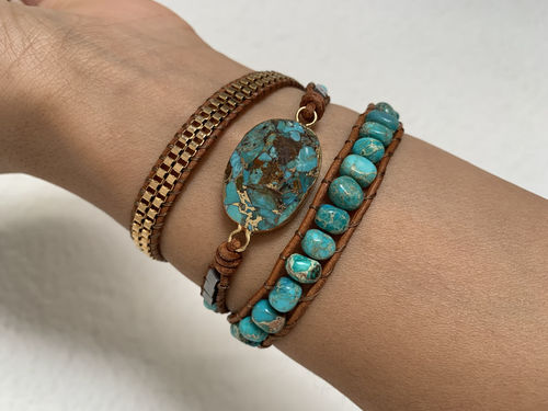 Customer photo review of Turquoise Calming Energy Wrap Bracelet