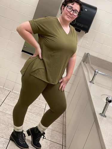 Customer photo review of Wine and Chill Legging Set (Dusty Olive)