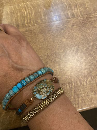 Customer photo review of Turquoise Calming Energy Wrap Bracelet