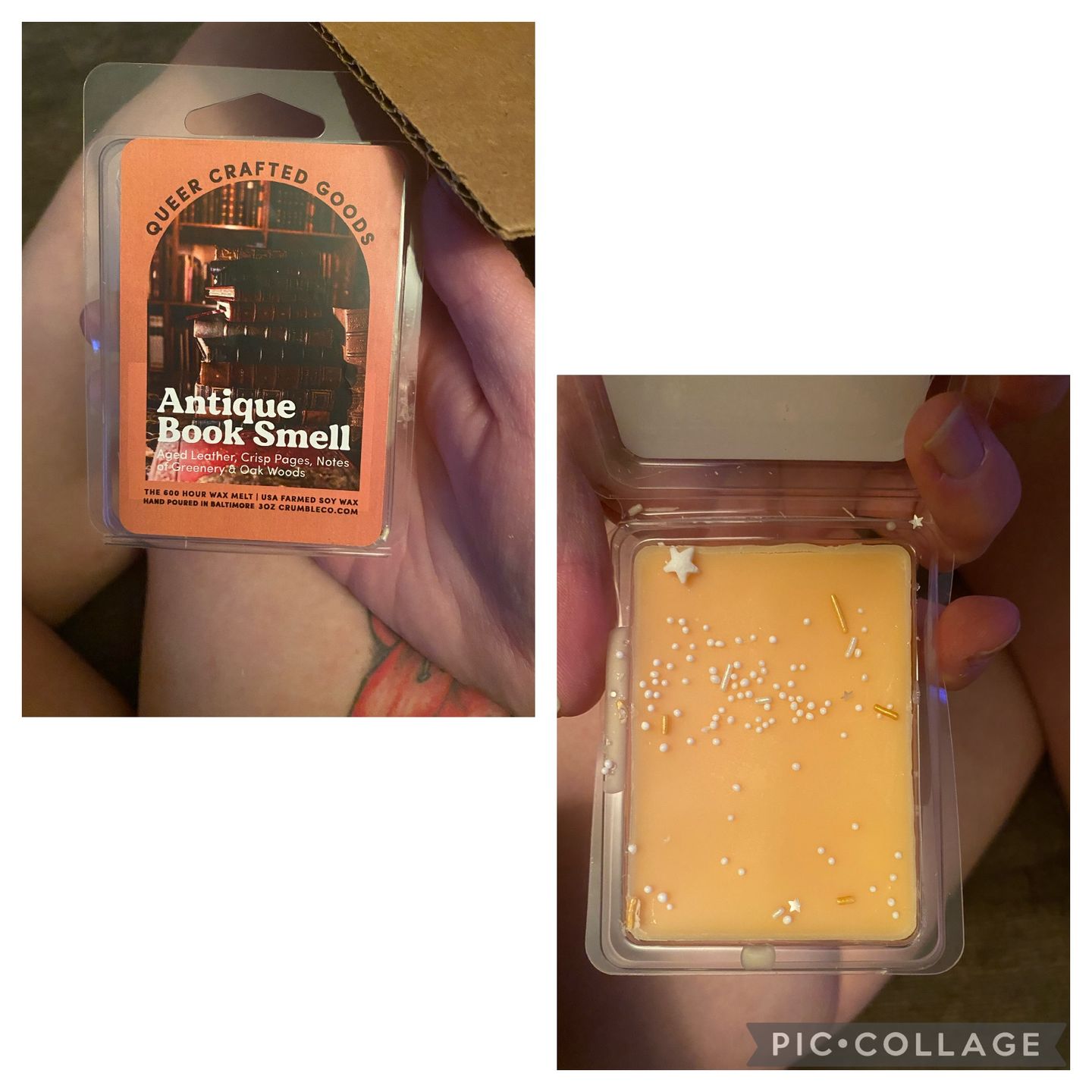 Customer photo review of Antique Book Smell Wax Melts
