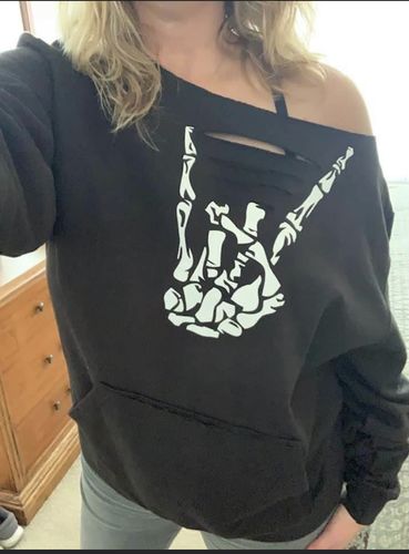 Customer photo review of 153 - Regret Wide Neck Sweatshirt