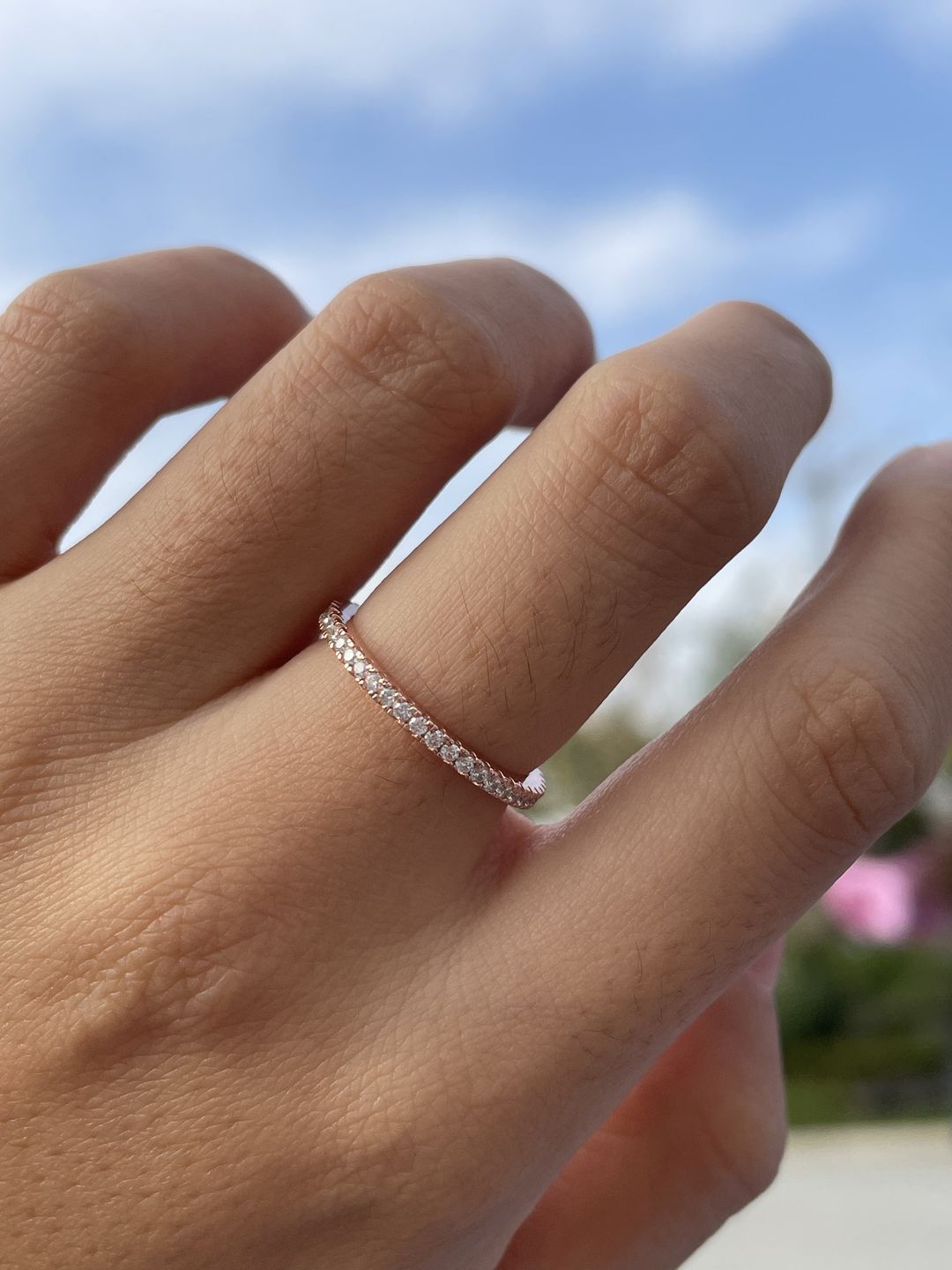 Customer photo review of Louily 0.5 Ct Round Cut Classic Full Eternity Thin Wedding Band For Women In Sterling Silver