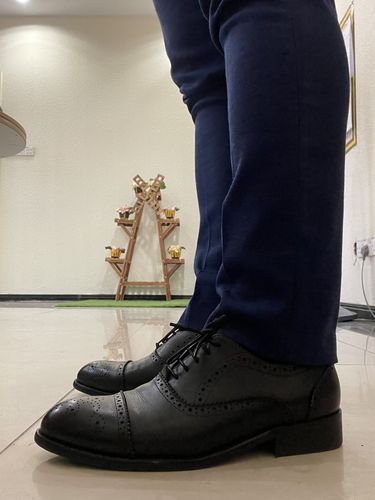 Customer photo review of Oxford Cap Toe Semi Brogue - Black Lace Up