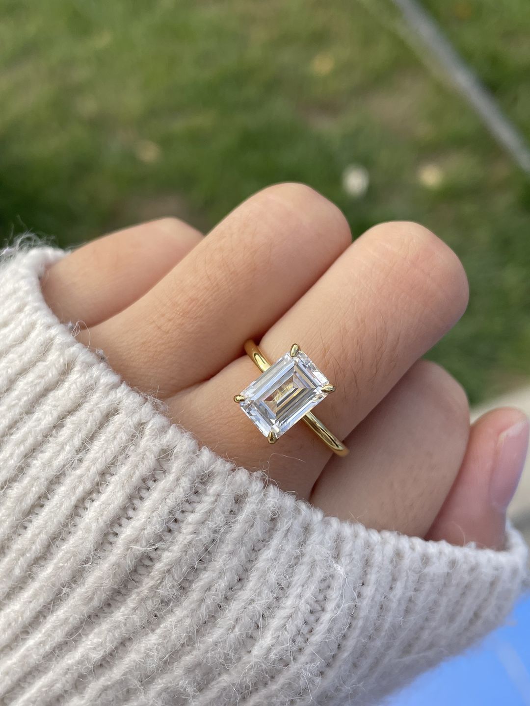 Customer photo review of S925 Classic 3.5Ct/5.0Ct Emerald Cut Solitaire Engagement Ring Stackable Ring For Everyday Wear