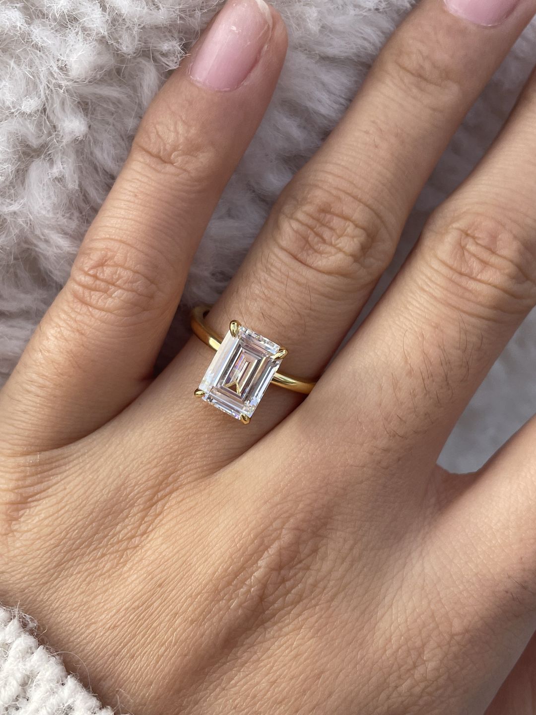 Customer photo review of S925 Classic 3.5Ct/5.0Ct Emerald Cut Solitaire Engagement Ring Stackable Ring For Everyday Wear