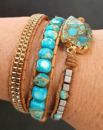 Customer photo review of Turquoise Calming Energy Wrap Bracelet