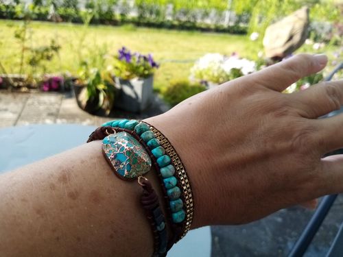Customer photo review of Turquoise Calming Energy Wrap Bracelet