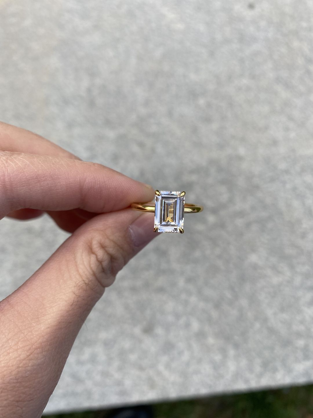 Customer photo review of S925 Classic 3.5Ct/5.0Ct Emerald Cut Solitaire Engagement Ring Stackable Ring For Everyday Wear