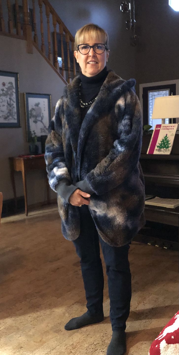 Customer photo review of Teddy Bear Plush Cardigan (Brown Tie Dye)