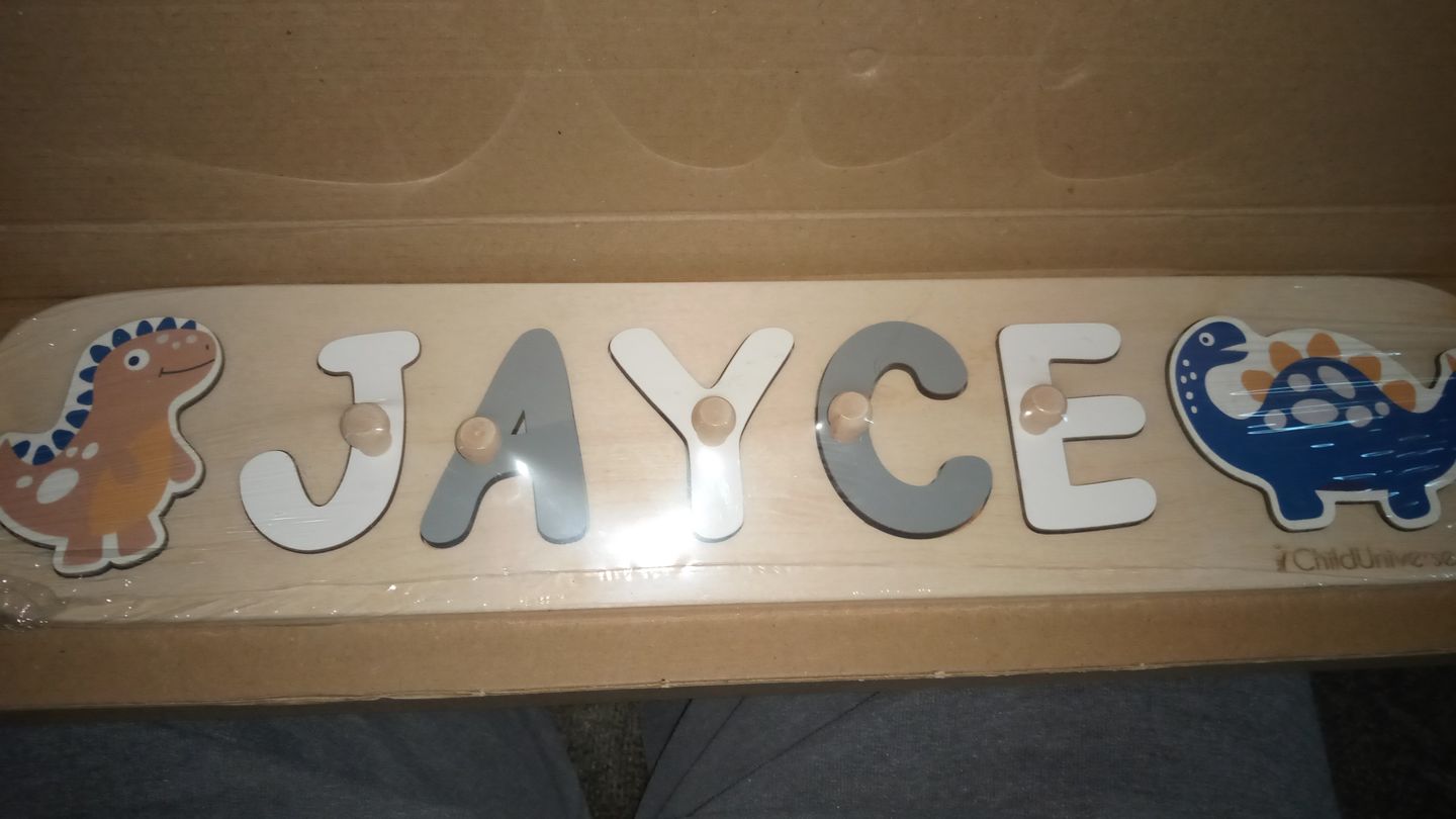 Customer photo review of Boy Dinosaur Name Puzzle
