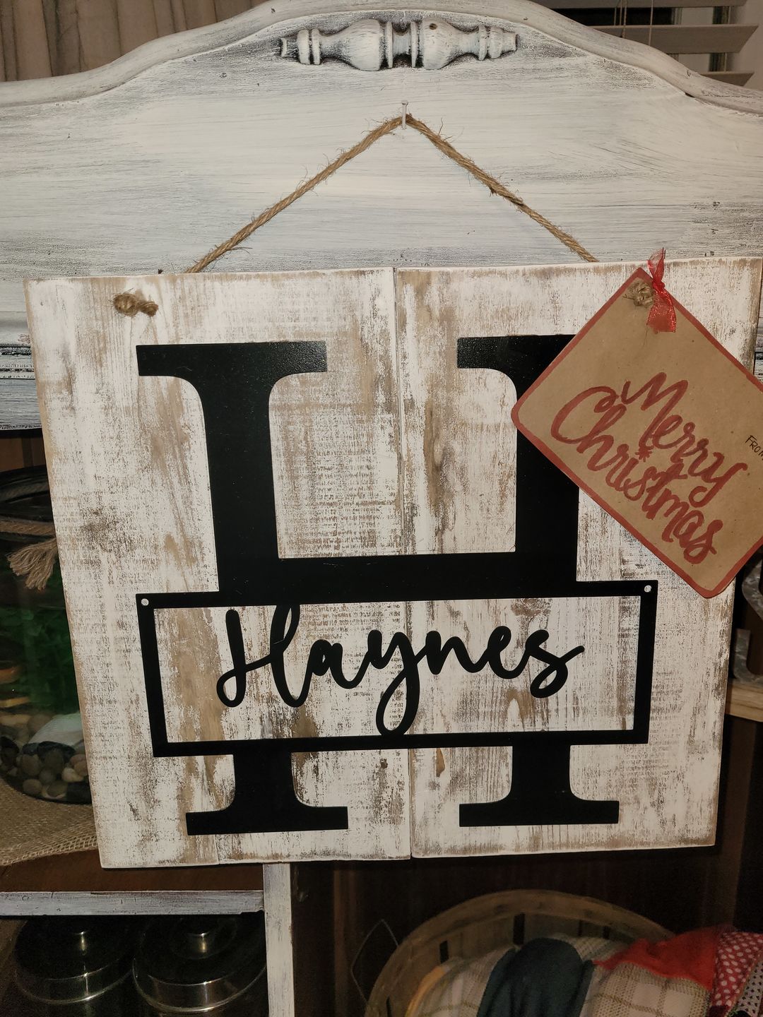 Customer photo review of Script Letter Monogram - 2 Sizes