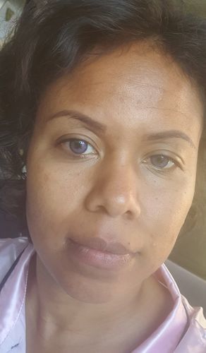 Customer photo review of MOJOSEE Angel Ice Lavender Purple Colored Contact Lenses
