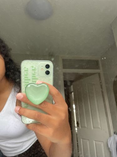 Customer photo review of Love Heart Crystal Green Stand Holder iPhone Case