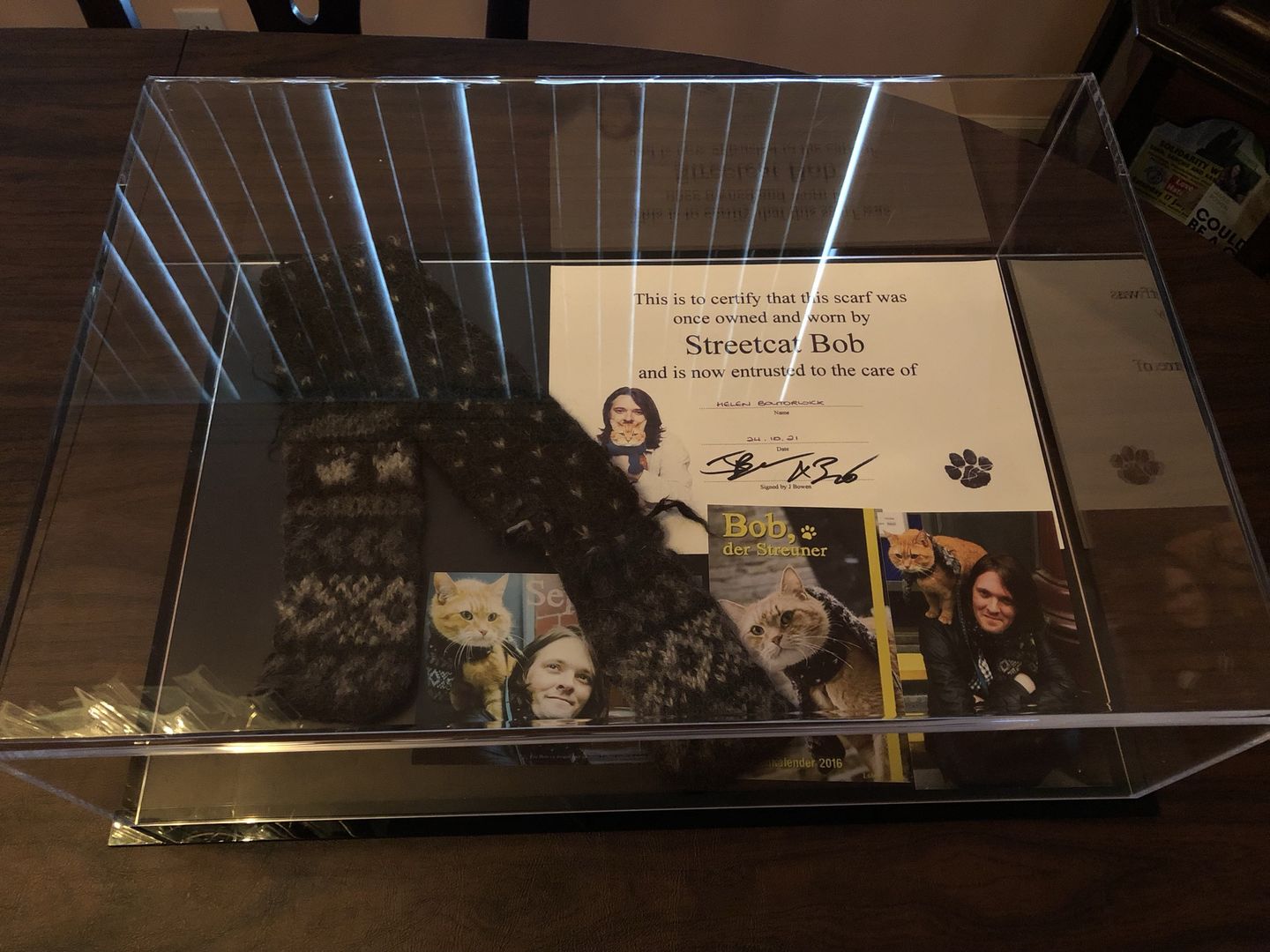 Customer photo review of Acrylic Double Sheet Book Display Cases