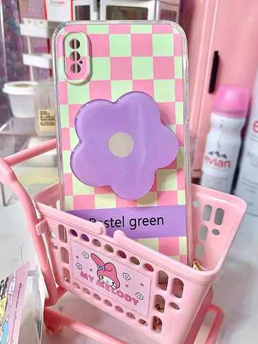 Customer photo review of Pastel Flower Checker iPhone Case