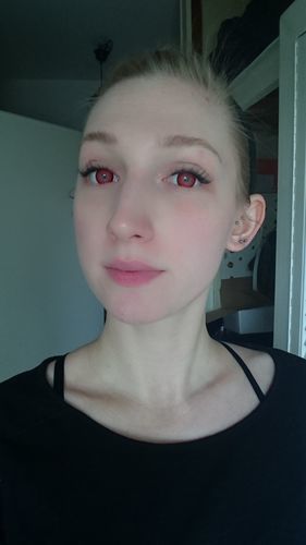 Customer photo review of MOJOSEE Vika tricolor Red-brown Colored Contact Lenses