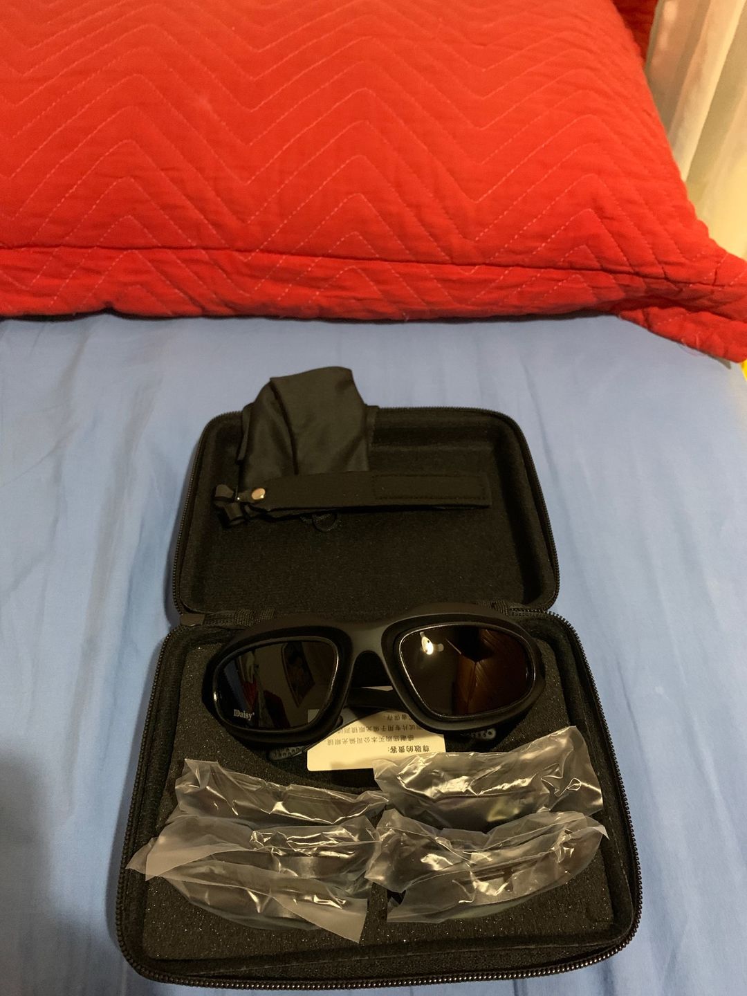 Customer photo review of Durable Polarized Riding Goggles - 4 Lens Kit