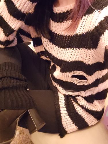 Customer photo review of Kawaii Girly Knitted Arm/Leg Warmers