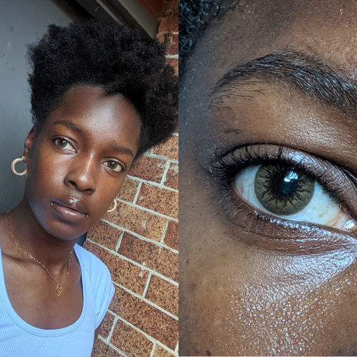 Customer photo review of MOJOSEE Glass Ball Brown Colored Contact Lenses