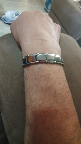 Customer photo review of Magnetic Therapy Men's Bracelet for  Arthritis Relief Stainless Steel Silver