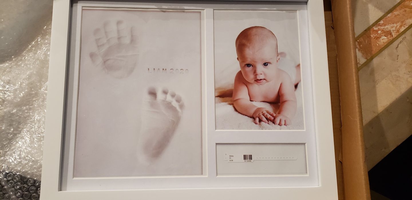 Customer photo review of NOEL Baby Handprint & Footprint Keepsake Frame